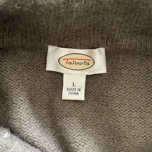 Talbots Shawl Collar Sweater Women’s Size Large Lamb’s Wool Angora Dark Green - Picture 4 of 5